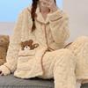 Coral Fleece Pajamas Autumn and Winter Thickened Fleece Large Size Spring and Autumn Flannel Loungewear Set