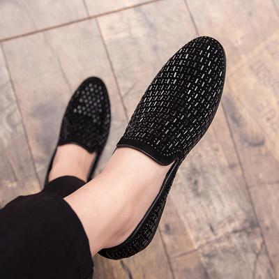 2024 Men's Rhinestones Dress Shoes Luxury Italian Style Fashion Party Flats Men Formal Shoes Nightclub Wedding Formal Loafers 46