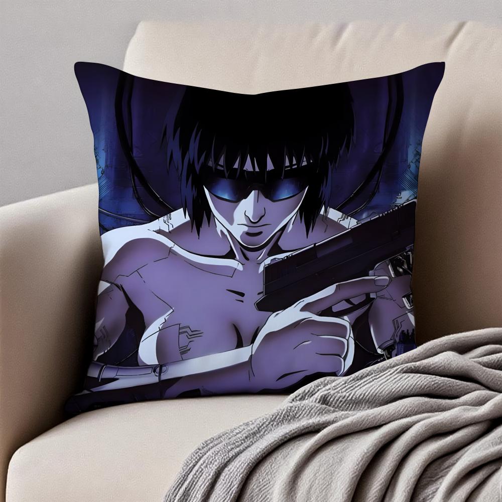 Classic Japanese Anime GGhost In The Shell Cushion Cover Pillowcase Antidustmite Invisible Zipper Short Plush Sofa Cushion