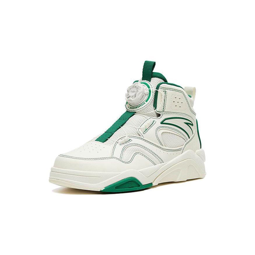 Anta Kids Non-Slip Shock Absorbing Durable Lightweight High-Top Skate Shoes Kids Skate Shoes White Green 312318008H-4