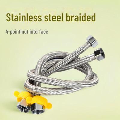 Stainless Steel Braided Toilet Water Inlet Hose with 4 Points Nut Interface