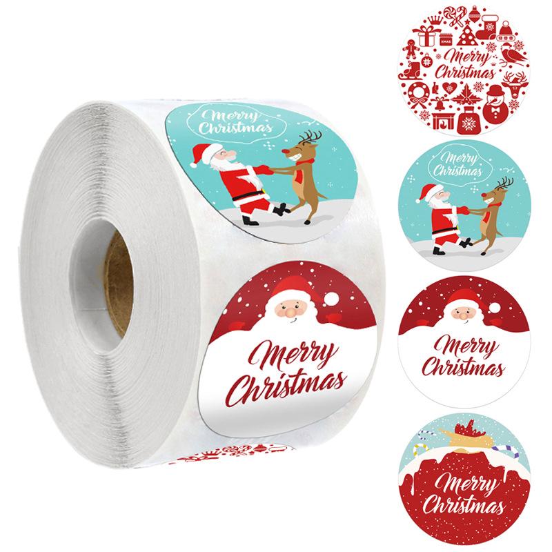 3.8cm Christmas Sticker Roll - Gift Box Sealing Labels for Holiday Decoration