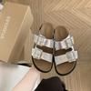 A pair for everyone! Comfortable lazy double buckle with versatile thick-bottomed half slippers for women