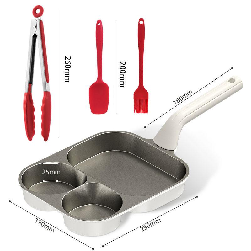 Egg Frying Pan 4-in-1 Pancake Omelette Pan Titanium Nonstick Grill Pan Breakfast Skillet with Ergonomic Handle for All Stoves