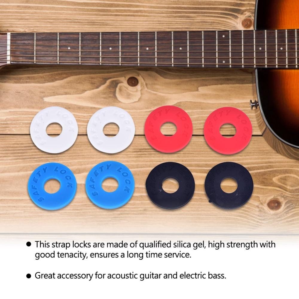 16PCS Silicone Guitar Strap Locks Black/White/Red/Blue Guitar Accessories Guitar Protector Guitar