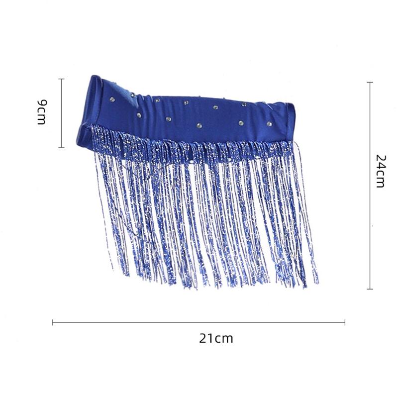 Women Latin Dance Stage Outfit Fringed Sleeves Shiny Rhinestone High Elastic Slim Fit for Dance Performance Competition Party Events