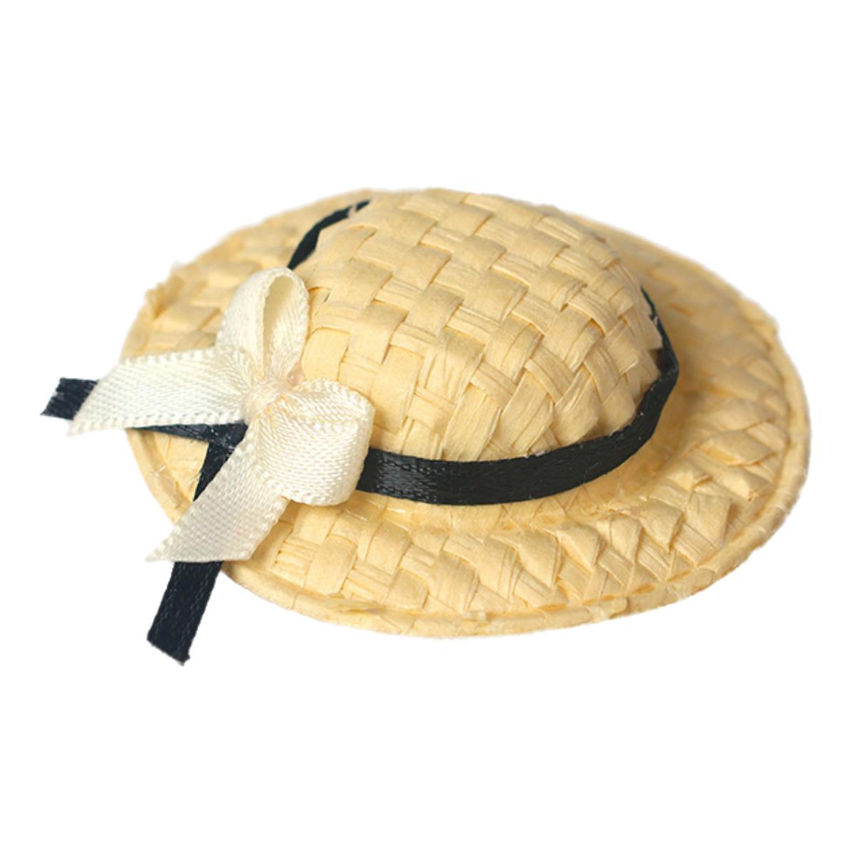 

1 Piece 1/12 1/8 Doll Accessories New Doll House Miniature Doll Handmade Straw Hat Sun Cap DIY Decoration черный белый