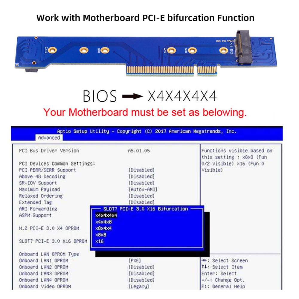 Cablecc Dual 2X NVME M.2 SSD To PCIE Express Gen4 X8 X16 RAID Card VROC Raid0 Hyper Adapter with Low Profile Bracket