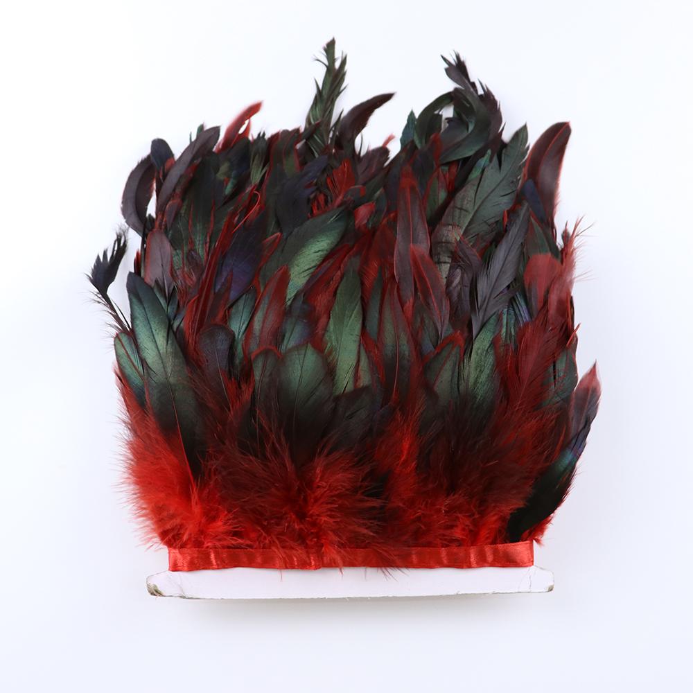 1 Meter Balck Rooster Hair Natural Feathers  Trim Fringe 13-18cm Ribbon for Sewing Clothing Party Decorations Craft Accessories