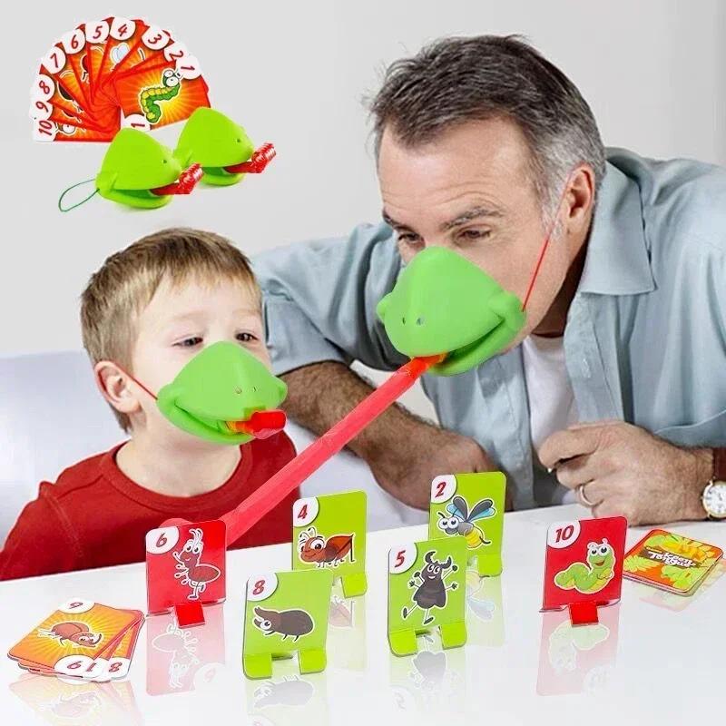 Frog Mask Wagging Tongue Lick Cards Board Games For Children Family Party Toys Antistress Funny Desktop Puzzle Game Toys