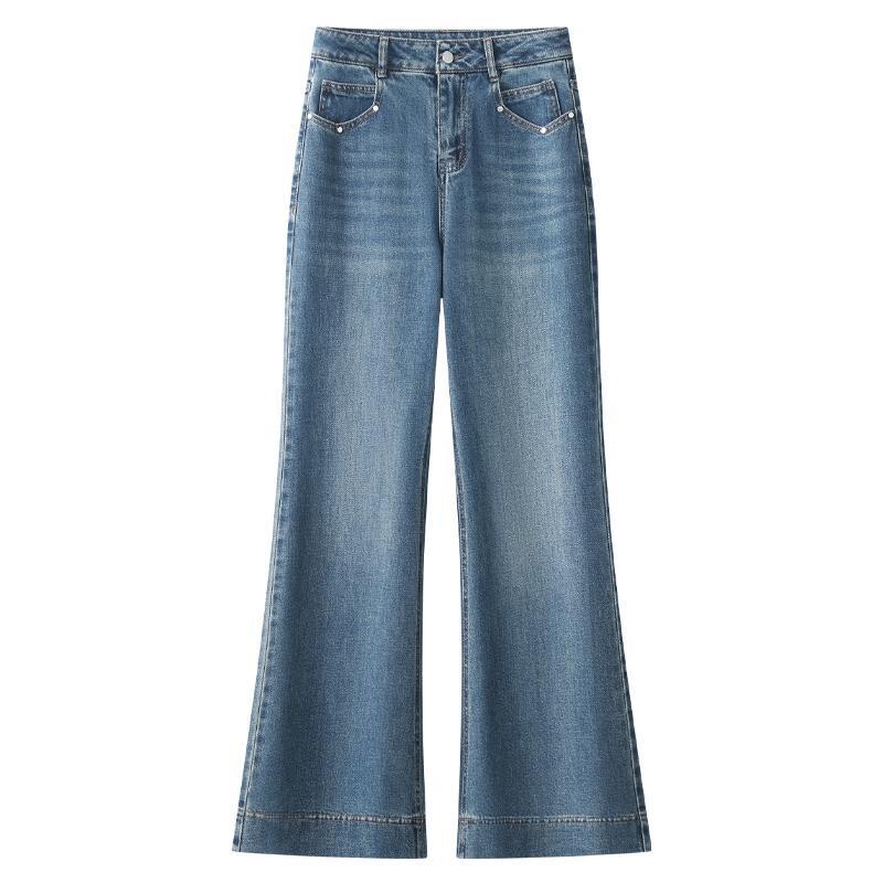 

High-Waisted Micro-Flared Jeans for Women - 2025 Spring & Autumn Style, Loose Fit, Slimming, Wide-Leg, Draped Flare Pants S