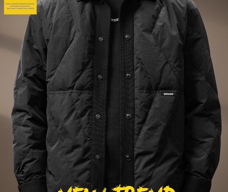 Men's 2024 Winter Loose-fit Shirt-style Jacket - White Duck Down, Lightweight, Plus Size Workwear