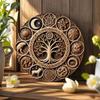 Vintage Celtic Tree Of Life Circular Plaque 7.8 Inch Wall Art Zodiac Natural Symbols Pagan Home Decor