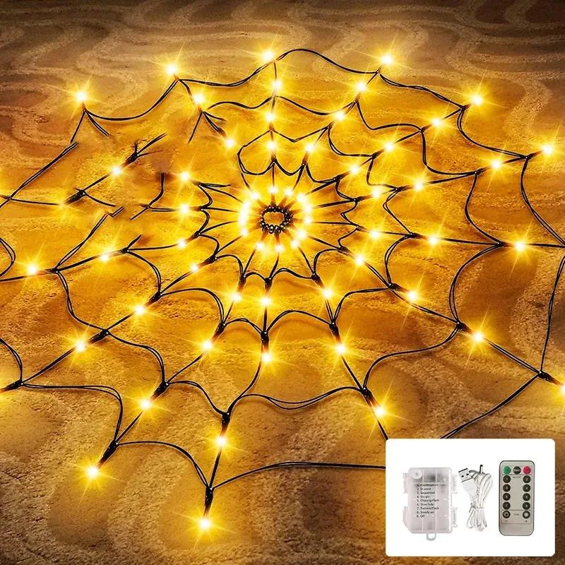 Halloween LED Light String Ghost Festival Decoration Ghost House Party Decoration Atmosphere Light Spider Web Colorful Light