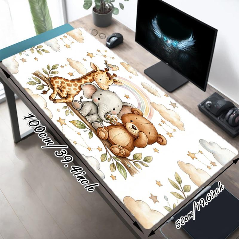 Jungle Friends Xl Gaming Mouse Pad Nonslip Rubber Base Stitched Edge Waterproof Desk Mat For Pc Laptop Gamer Office Computer Accessories C927394