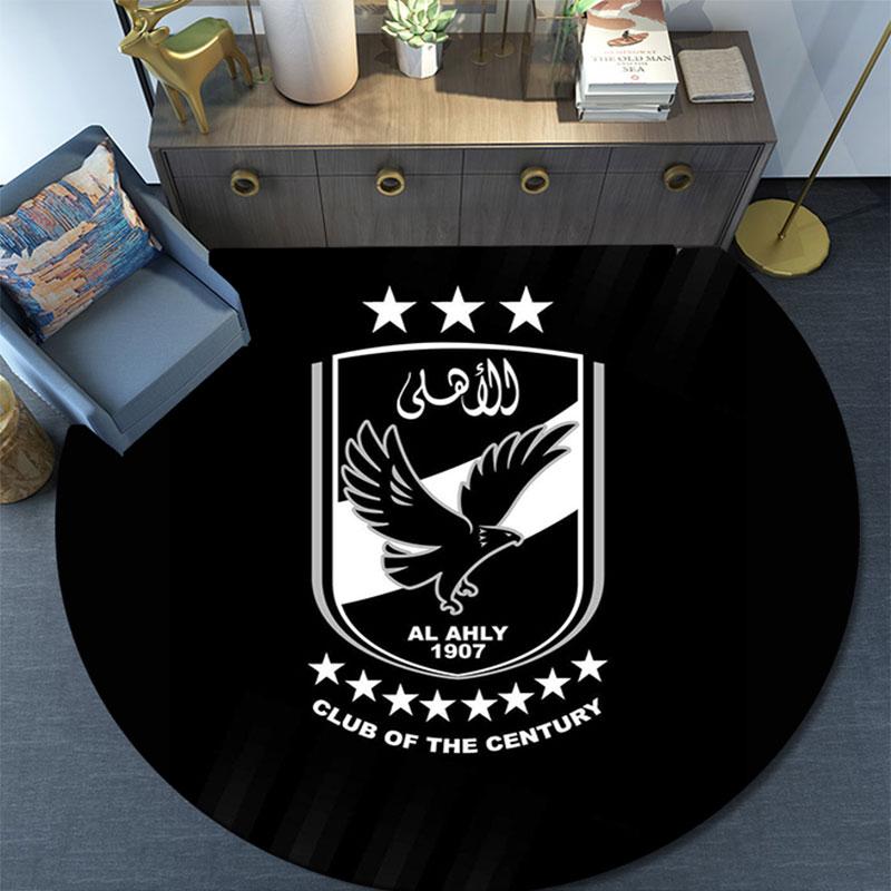 Al Ahly Sporting Club Printed Round Rug, Non Slip Washable Circular Carpet For Living Room Bedroom Playroom, Sports Fan Decor, Holiday Birthday Gift