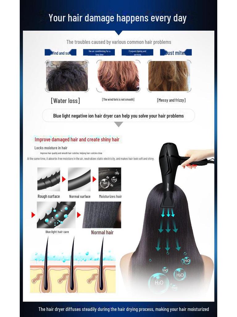 Domowa Suszarka Fryzjerska: Zimny/Ciepły Nawiew, Jony Ujemne, Delikatny dla Włosów