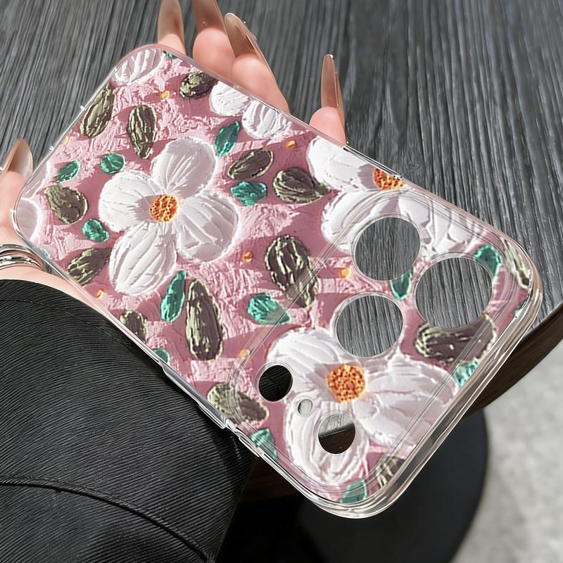 Oil Painting Flowers Phone Case For iPhone 17 Pro Max Coque iPhone 16 15 14 13 12 Pro Max 11 Clear TPU Silicone Soft Cover