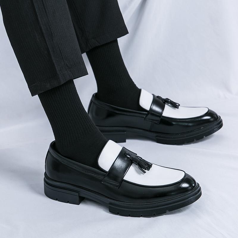 Mode Modemarke Herren Bequeme Quasten Lederschuhe Frühling Herren Farbblock Business Formelle Kleidung Ein Fuß Freizeit Lederschuhe