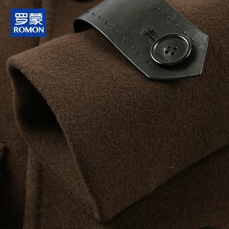 ROMON Men's Luxury Thickened Wool & Cashmere Blend Mid-Length Overcoat