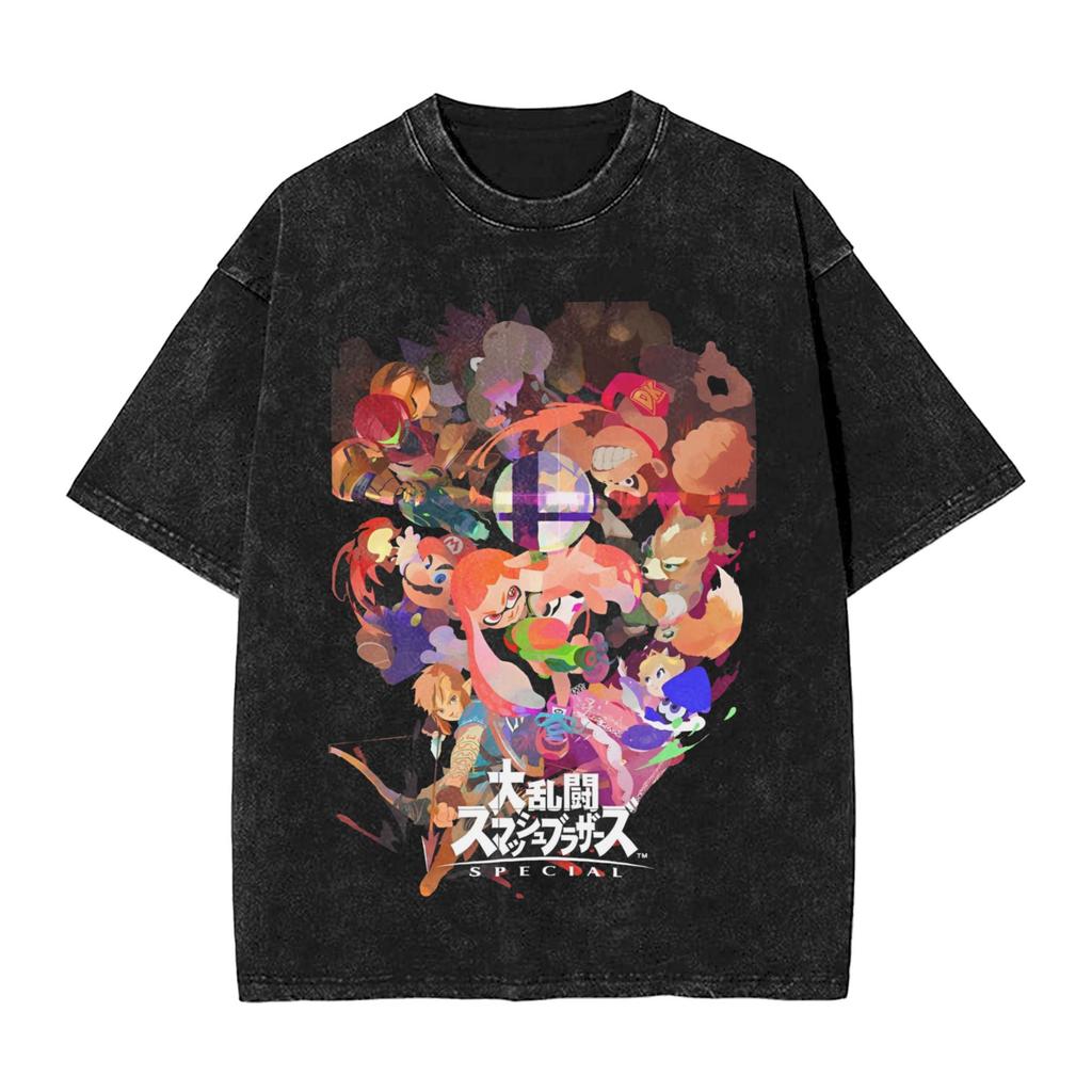 Super Smash Ultimate Game Character T-Shirt for Men Funny Cotton Tees Round Neck Short Sleeve T Shirts Gift Clothes