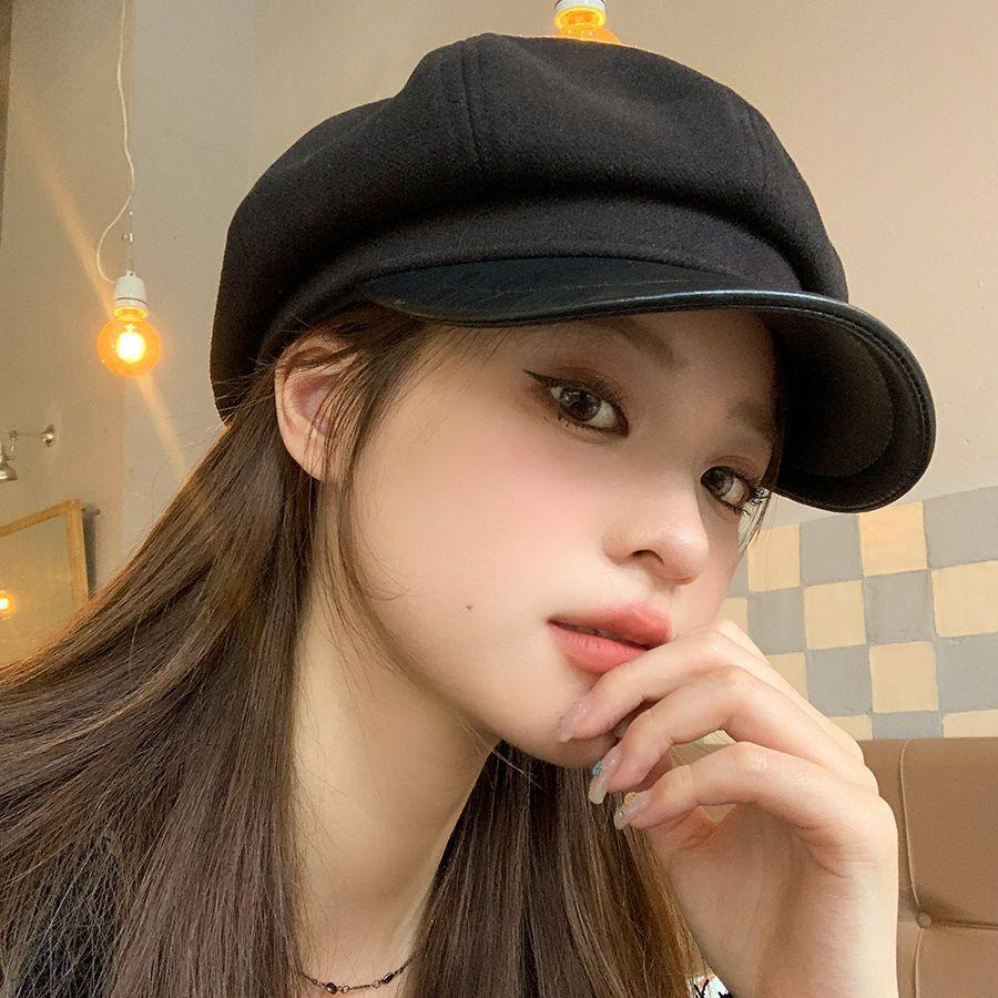 Eight Corner Hat With Embroidered Design For Autumn Winter Casual Womens Fashion