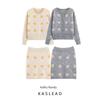 Kaslead New Women Clothes Western Style Fashion Simple and Versatile Jacquard Knitting Suit