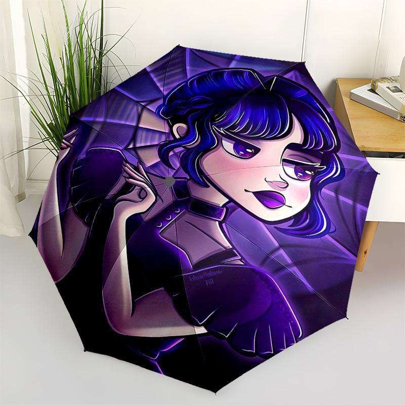 

Purple, Gothic, Dark Girl Themed Automatic Opening and Closing Umbrella, Compact Travel Umbrella, Lightweight and Portable, Suitable for Bea