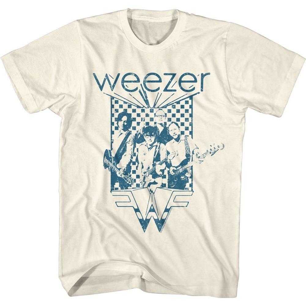 Weezer Blue Checkered Box Natural Alternative Rock Music Band Shirt XXXL