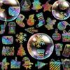 50 Transparent Laser Hats Christmas Stickers Laser Hot Silver Pet Retro Butterfly Transparent Holographic Stickers