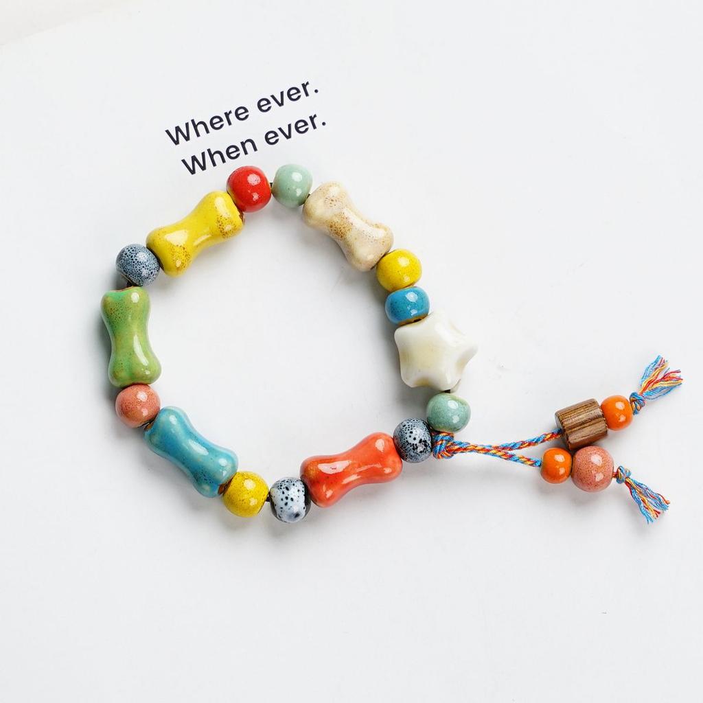 Manufacturer's Supply Niche Ceramic Bracelet Porcelain Bead Jewelry National Style