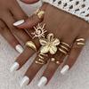 Ingemark 8Pcs/Set Creative Sunflower Scallop Open Rings for Women New Trend Vintage Irregular Water Drop Ring Couple Jewelry Men