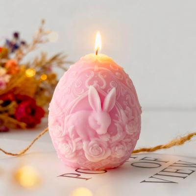 DIY Easter Bunny Egg Silicone Candle Mold 3D Embossed Rabbit Handmade Soap Plaster Resin Ornaments Crafts Molds Home Decor Gifts