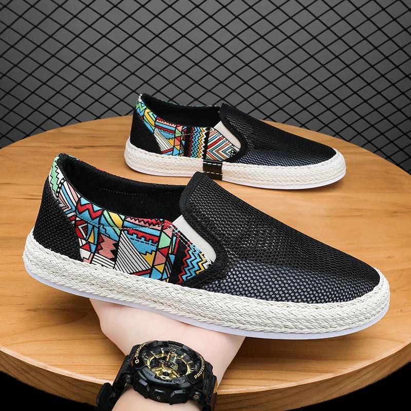 Fashion Men Casual Shoes Breathable Vulacnized Shoes Loafers Sneakers Outdoor Comfort Slip On Flat Canvas Shoe Adult Moccasins Zapatos