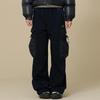 Woven Patch String Cargo Pants  Black 