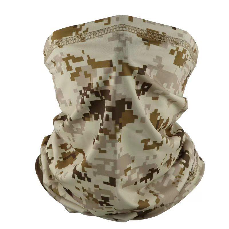 Camouflage Ice Silk Neck Gaiter: Multifunctional Summer Headscarf for Outdoor Cycling, Sun Protection, and Quick-Drying Breathable Face Mask for Men.