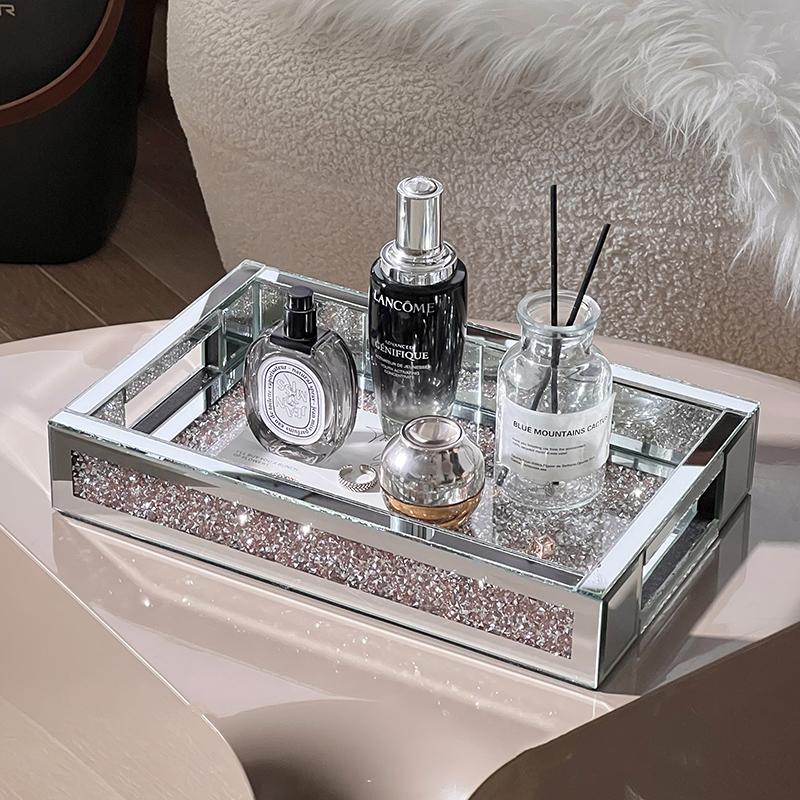 

Cosmetic Storage Box Desktop Skin Care Product Dressing Table Perfume Tray Entrance Key Storage Rack Diamond-encrusted