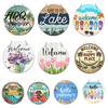 Tropical Coconut Grove Decor Hello Summer Door Sign Spring Beach Flowers Welcome Wooden Rustic Wood Hanging Plaque Front for Wall Outdoor