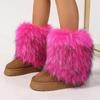 Winter women faux fur snow boots warm short plush lining fluffy fashion furry shoes woman platform suede leather ankle boots