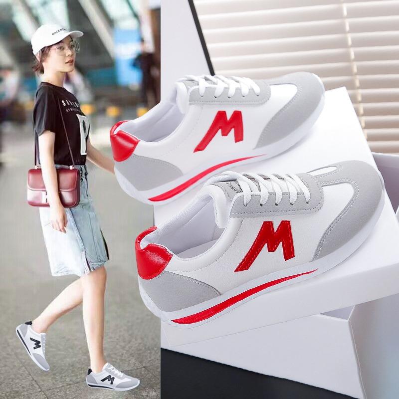 Rundt hode Deep Mouth Sneakers Lett Allsidig Pustende Cross Lace Fritidssport Hvite Sko Forrest Gump Sko Tennis Sneaker