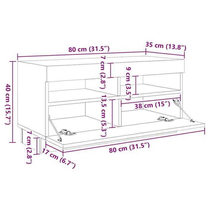 vidaXL Meuble TV avec lumières LED chêne artisanal bois d'ingénierie 3329168