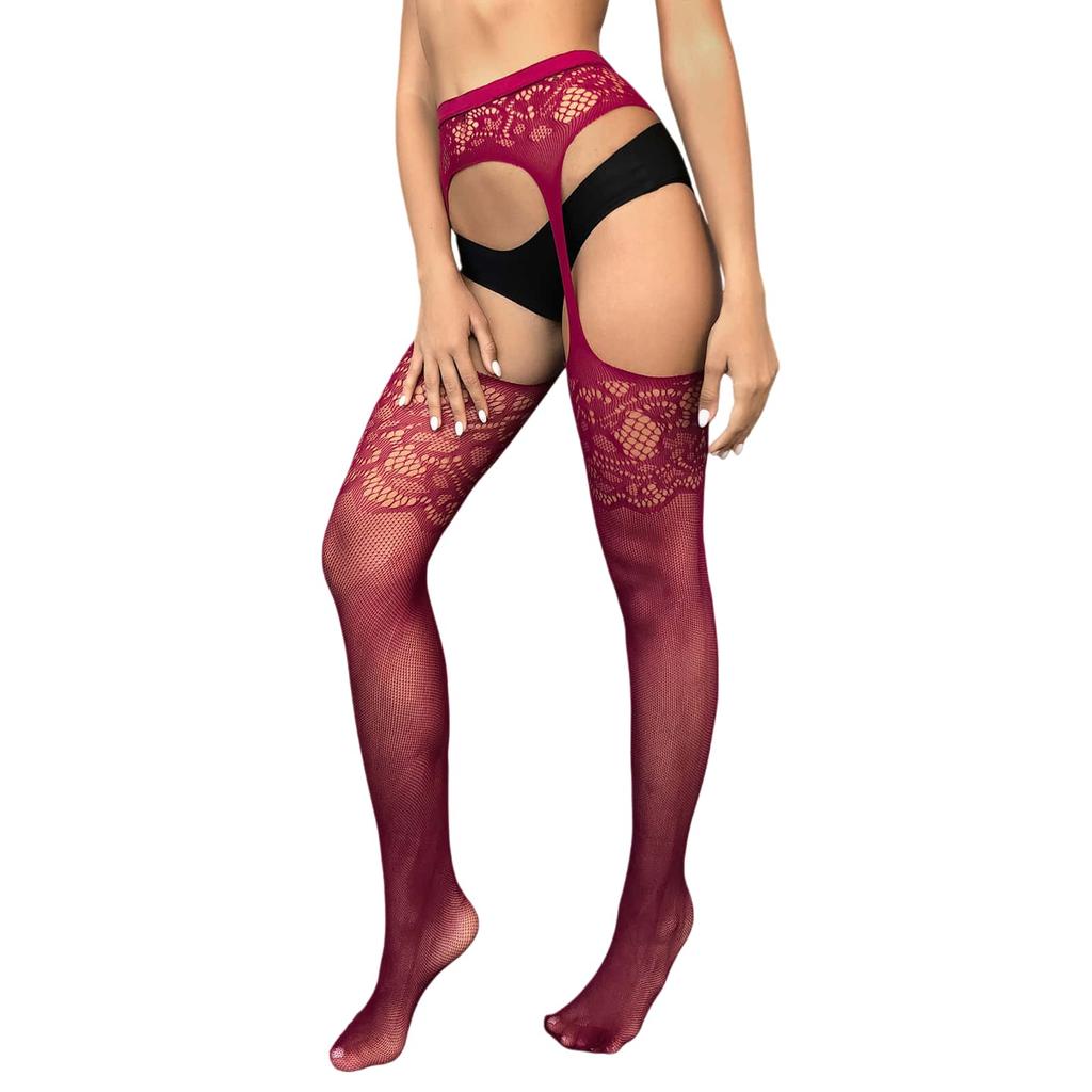 Übergröße Sexy Hollow Out Strumpfhose Lolita Mädchen Netzspitze Netz Strumpfhalter Strümpfe Gothic Strumpfhose für Übergröße Frauen