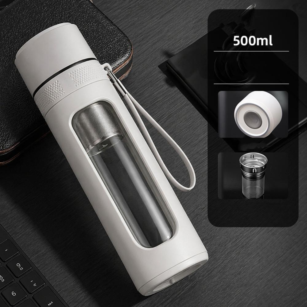 One Click Opening Tea Separation Cup Anti-Scald Infuser Tumbler Glass Water Bottle Office Home Use