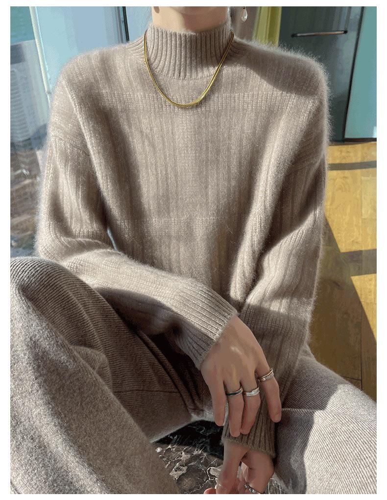 Women's Loose Fit Pure Wool Turtleneck Sweater
