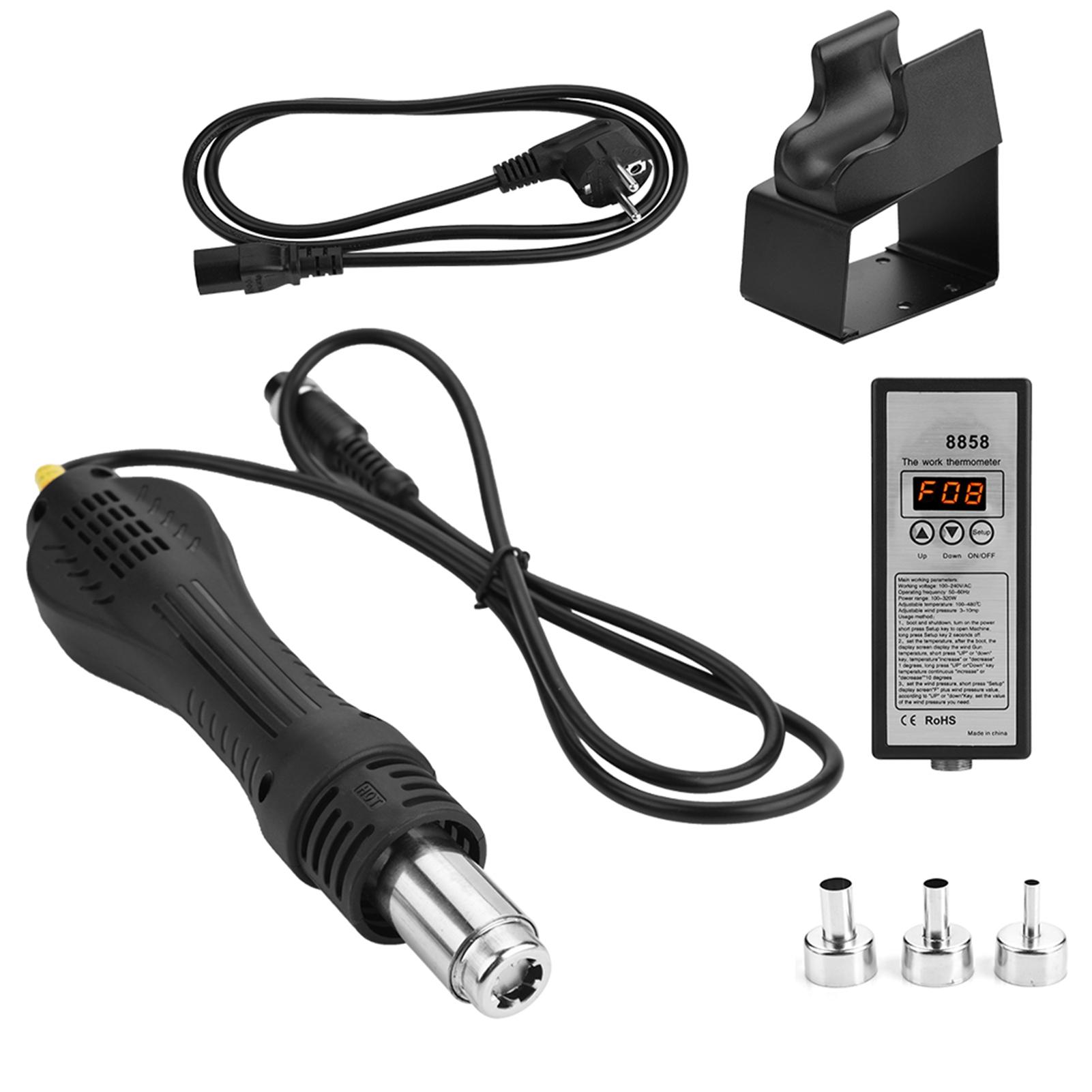 

8858 Intelligent LED Digital Hot Air Gun Heat Gun Rework Station with 3 Nozzles