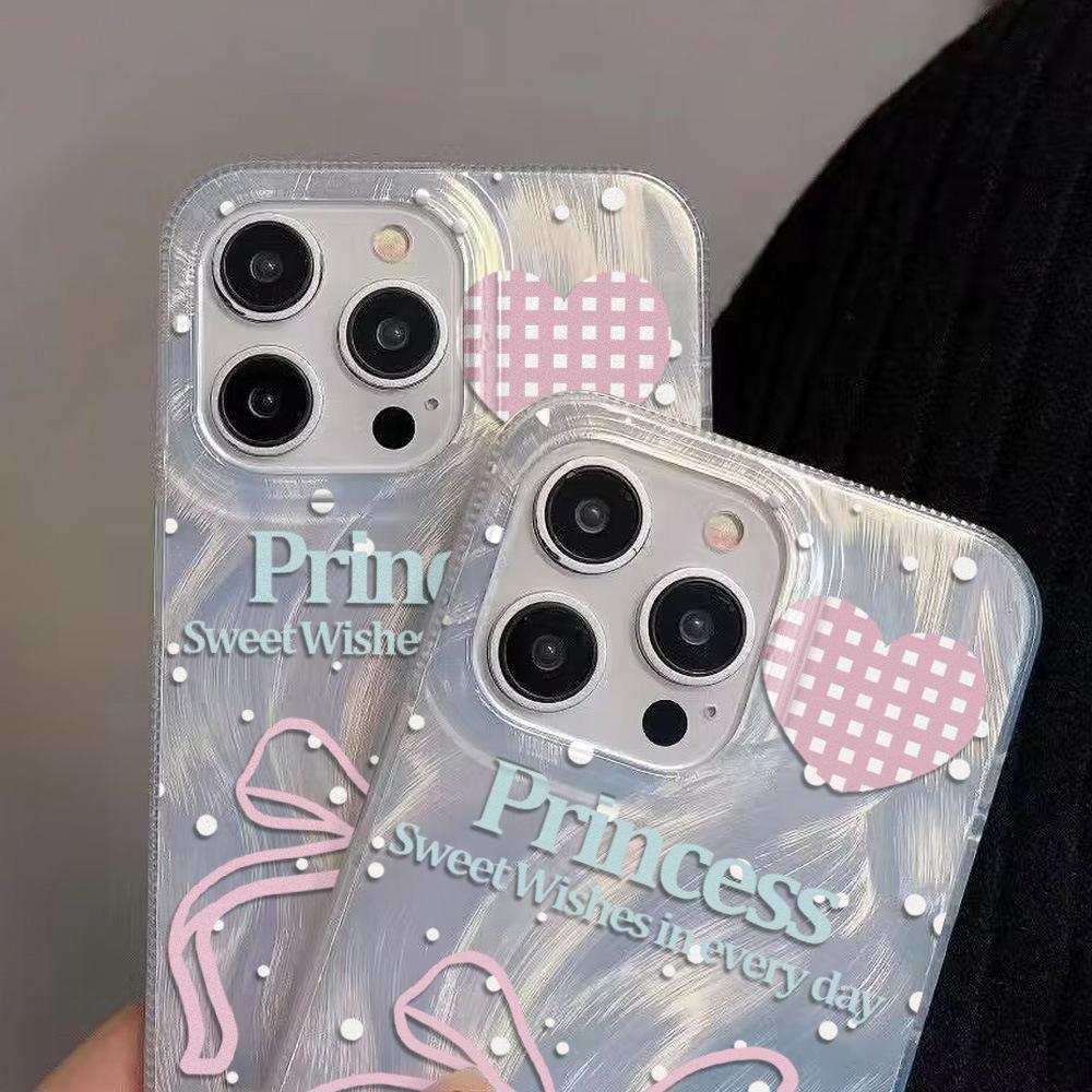 Ins Girl Powder Love Butterfly Suitable for iPhone17promax Laser Mobile Phone Case 14/15 Large Hole 13 Anti-drop