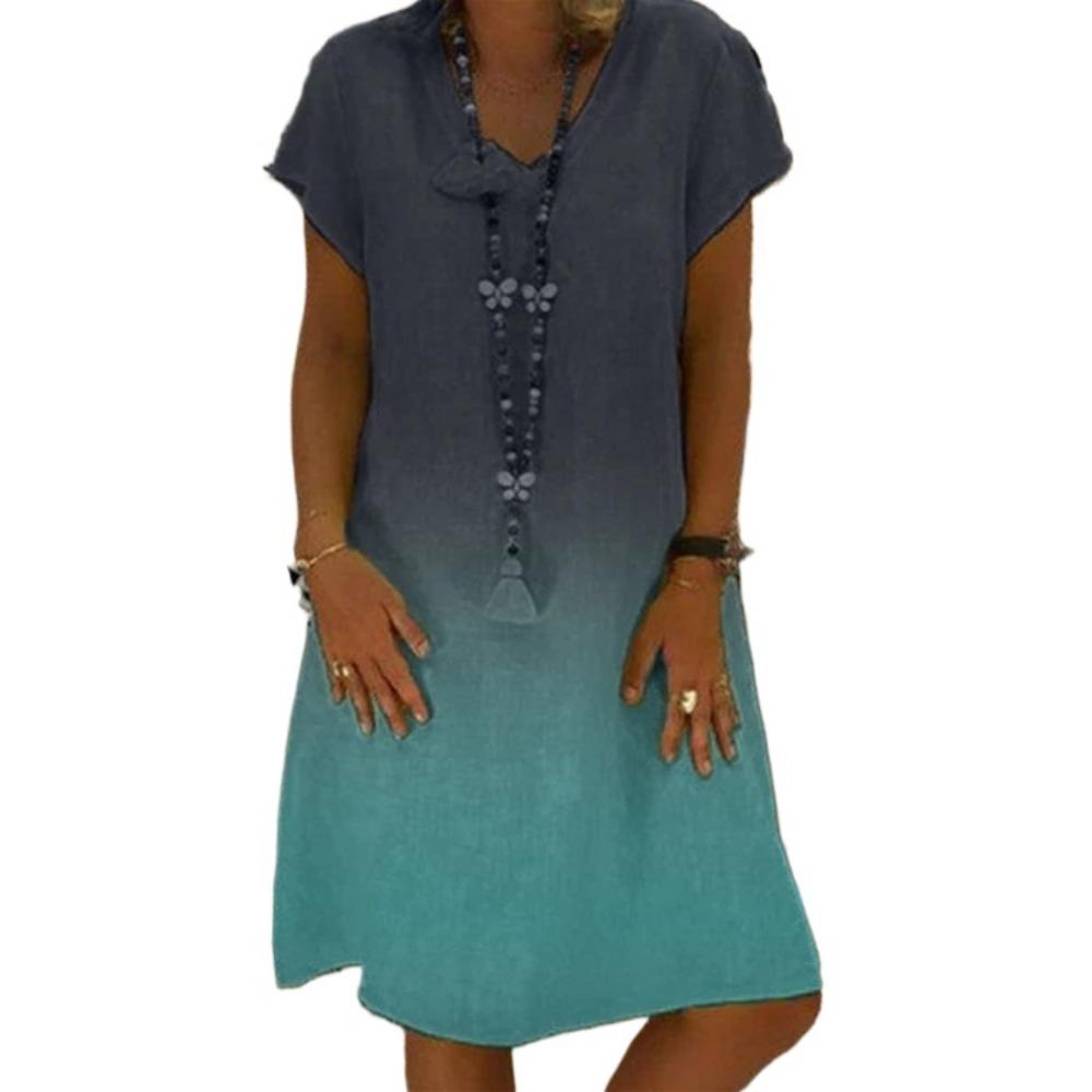 GMXIA Women's Fashion Summer Spring Short Sleeve V-Neck Casual Dresses