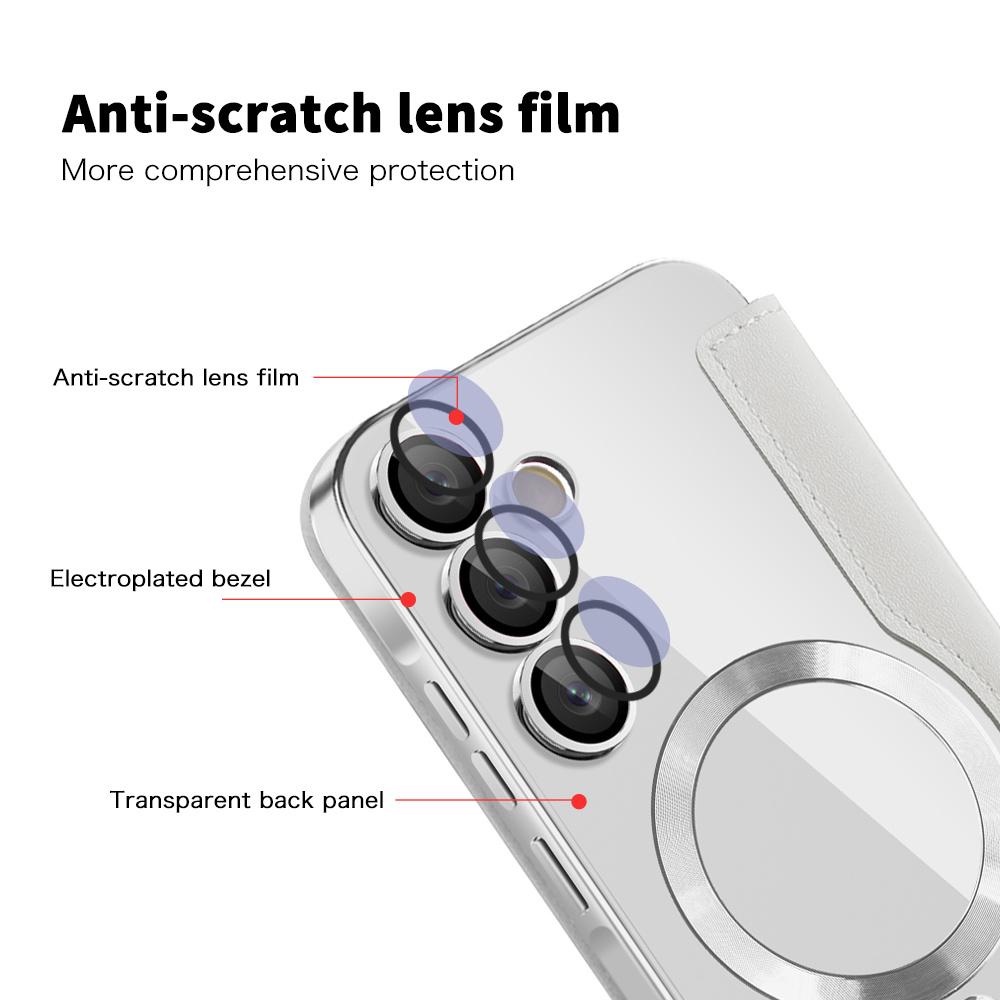 Flip Leather Card Slots Phone Case for Samsung S24 S23 Ultra FE S22 Plus A55 A35 5G for Magsafe Magnetic Plating Protection Cover