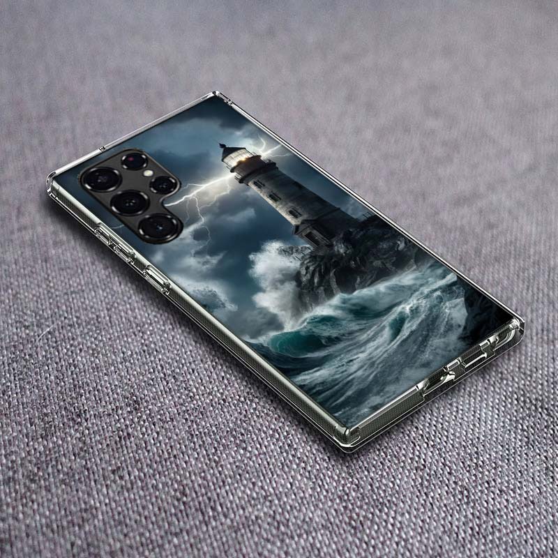 Lighthouse Phone Case For Samsung Galaxy S24 S23 S21 S20 FE S22 S26 Ultra S25 Edge S10 Plus Cover Clear TPU Capa Shell Coque Sho