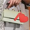 Love Heart Shape Makeup Mirror Waterproof Faux Leather Vanity Mirror Keychain Portable Travel Women Handheld Cosmetic Mirror Bag Pendant